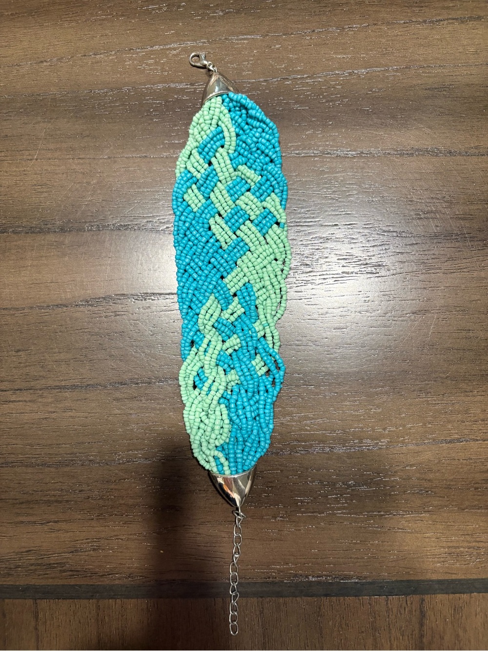 Handwoven Seed Bead Bracelet in Turquoise & Mint